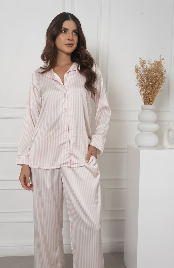 RAYAS ROSA  SET PANTALÓN CAMISA LARGA