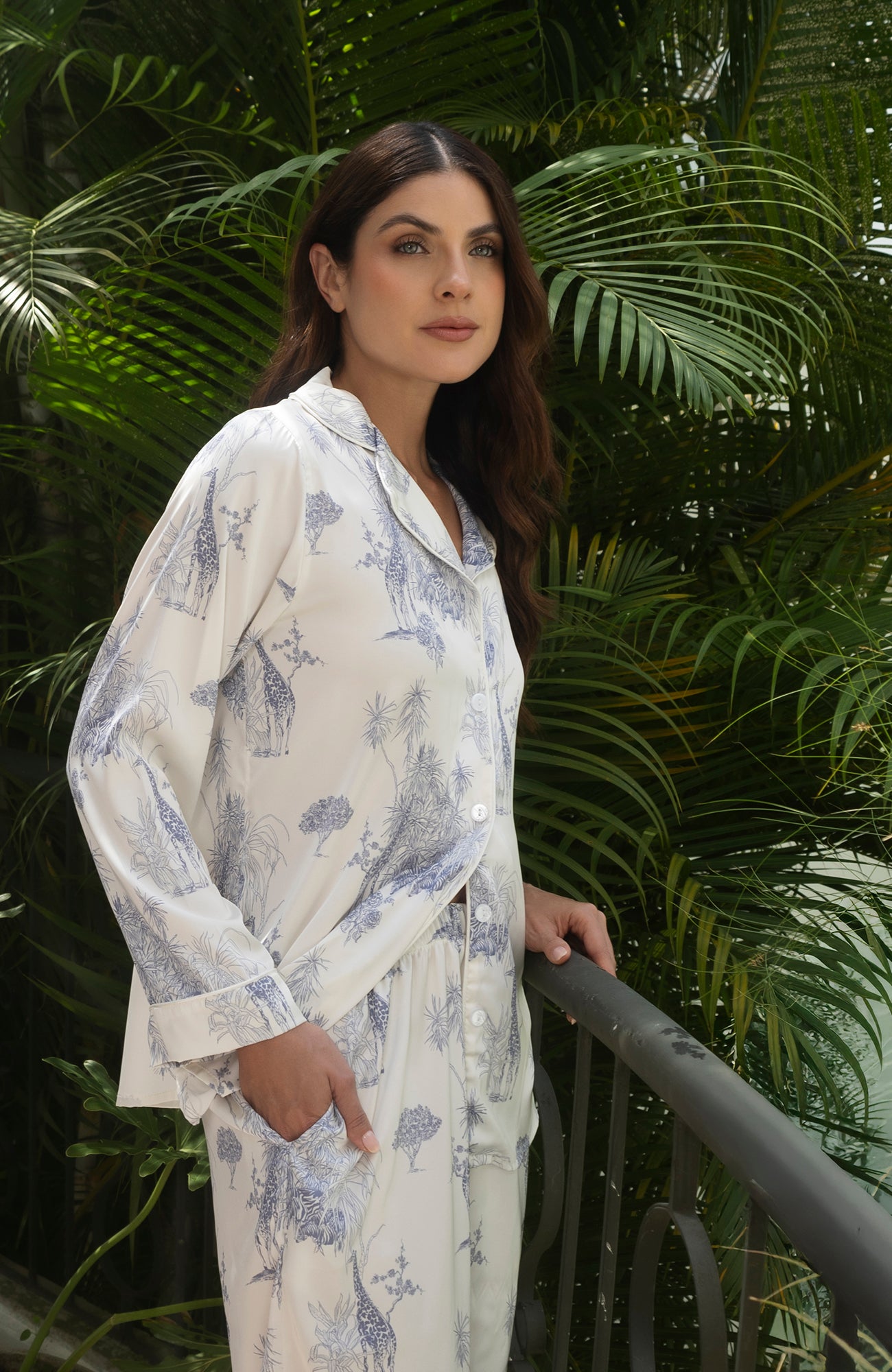 SAFARI AZUL  SET PANTALÓN CAMISA LARGA