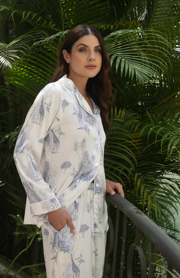 SAFARI AZUL  SET PANTALÓN CAMISA LARGA